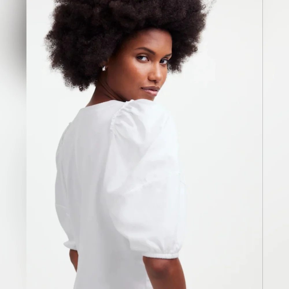 NWT Madewell‎ Classic White Puff-Sleeve Tee Womens Size XS